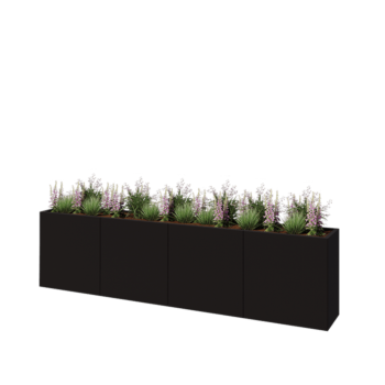 Kruka i stål XXL - Rektangel - 320 x 40 x 80 cm - RAL9005 matt (svart) - Utan bottenplatta