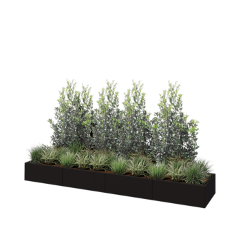 Kruka i stål XXL - Rektangel - 320 x 60 x 30 cm - RAL9005 matt (svart) - Med bottenplatta