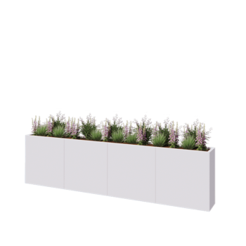 Kruka i stål XXL - Rektangel - 320 x 30 x 80 cm - RAL9010 matt (vit) - Med bottenplatta