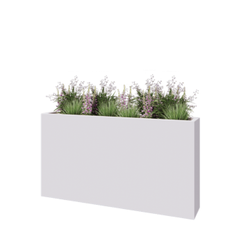 Kruka i polyester - Rektangel - 150 x 25 x 80 cm - RAL9010 matt (vit) - Med botten