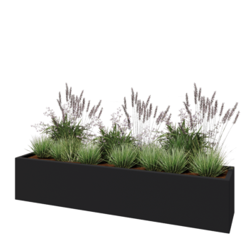 Kruka i polyester - Rektangel - 200 x 40 x 40 cm - RAL7021 matt (svartgrå) - Med botten