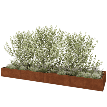 Kruka i cortenstål XXL - Rektangel - 480 x 120 x 40 cm - Utan bottenplatta