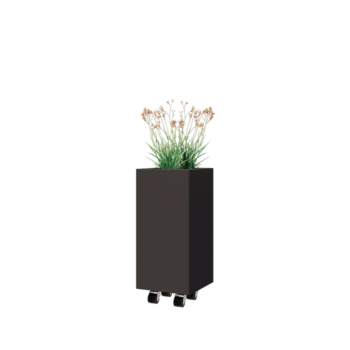 Kruka i stål - Fyrkant - 30 x 30 x 60 cm - Annan RAL-färg - Med bottenplatta - Med hjul