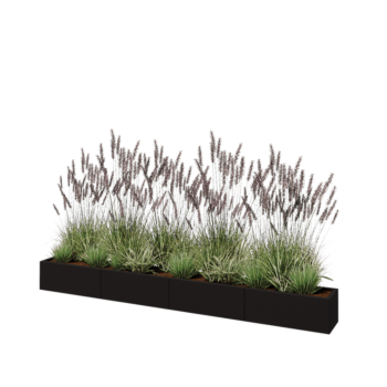 Kruka i stål XXL - Rektangel - 320 x 30 x 30 cm - RAL9005 matt (svart) - Utan bottenplatta