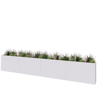 Kruka i stål XXL - Rektangel - 480 x 30 x 80 cm - RAL9010 matt (vit) - Utan bottenplatta