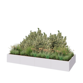 Kruka i stål XXL - Rektangel - 320 x 120 x 40 cm - RAL9010 matt (vit) - Utan bottenplatta