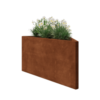 Kruka i cortenstål - Triangel oliksidig - 112,2 x 60,5 x 60 cm - Utan bottenplatta