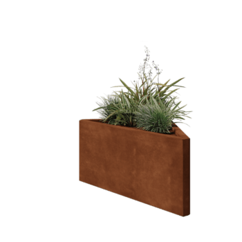 Kruka i cortenstål - Triangel oliksidig - 83,9 x 46,4 x 40 cm - Utan bottenplatta