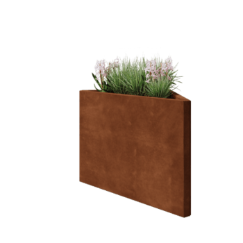 Kruka i cortenstål - Triangel oliksidig - 83,9 x 46,4 x 60 cm - Utan bottenplatta
