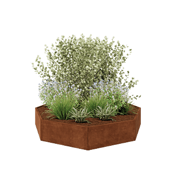 Kruka i cortenstål - Åttakant - 241,4 x 241,4 x 40 cm - Utan bottenplatta