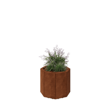 Kruka i cortenstål - Åttakant - 48,3 x 48,3 x 40 cm - Med bottenplatta - Med ben