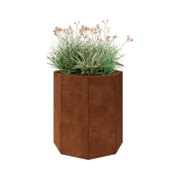 Kruka i cortenstål - Åttakant - 72,4 x 72,4 x 80 cm - Med bottenplatta