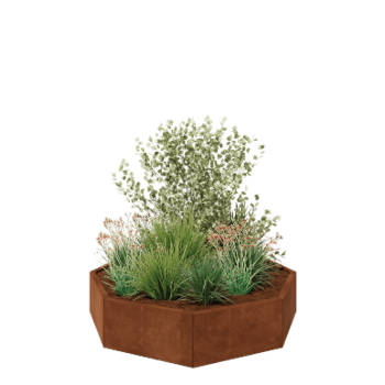 Kruka i cortenstål - Åttakant - 144,9 x 144,9 x 30 cm - Utan bottenplatta