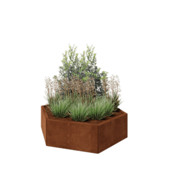 Kruka i cortenstål - Sexkant - 119,3 x 103,9 x 30 cm - Utan bottenplatta