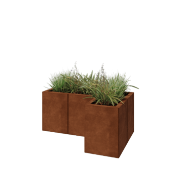 Kruka i cortenstål - L-form - 90 x 60 x 40 cm - Utan bottenplatta