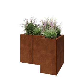 Kruka i cortenstål - L-form - 90 x 60 x 60 cm - Utan bottenplatta