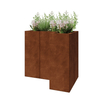Kruka i cortenstål - L-form - 90 x 60 x 80 cm - Utan bottenplatta