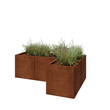 Kruka i cortenstål - L-form - 120 x 80 x 40 cm - Utan bottenplatta