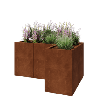 Kruka i cortenstål - L-form - 120 x 80 x 60 cm - Utan bottenplatta
