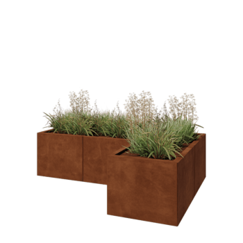 Kruka i cortenstål - L-form - 150 x 100 x 40 cm - Utan bottenplatta
