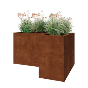 Kruka i cortenstål - L-form - 150 x 100 x 80 cm - Utan bottenplatta