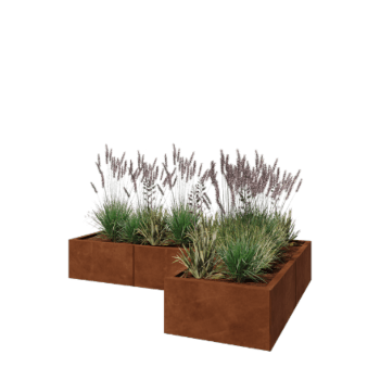 Kruka i cortenstål - L-form - 180 x 120 x 30 cm - Utan bottenplatta