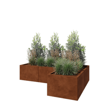 Kruka i cortenstål - L-form - 180 x 120 x 40 cm - Utan bottenplatta
