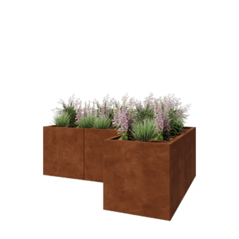 Kruka i cortenstål - L-form - 180 x 120 x 60 cm - Utan bottenplatta