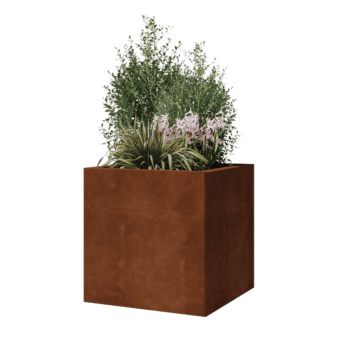 Kruka i cortenstål - Fyrkant - 50 x 50 x 50 cm - Utan bottenplatta