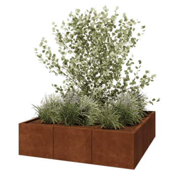 Kruka i cortenstål XXL - Fyrkant - 150 x 150 x 40 cm - Utan bottenplatta