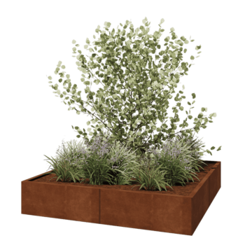 Kruka i cortenstål XXL - Fyrkant - 160 x 160 x 30 cm - Utan bottenplatta