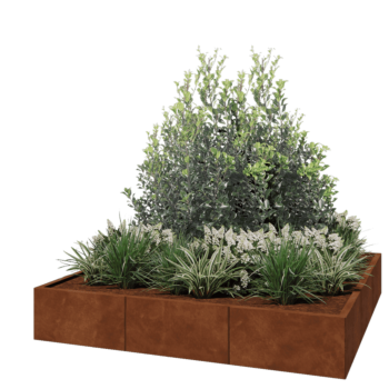 Kruka i cortenstål XXL - Fyrkant - 180 x 180 x 30 cm - Utan bottenplatta