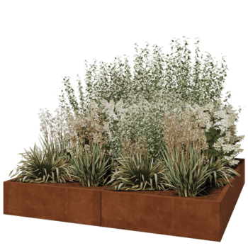 Kruka i cortenstål XXL - Fyrkant - 200 x 200 x 30 cm - Utan bottenplatta