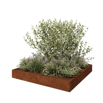 Kruka i cortenstål XXL - Fyrkant - 240 x 240 x 30 cm - Utan bottenplatta