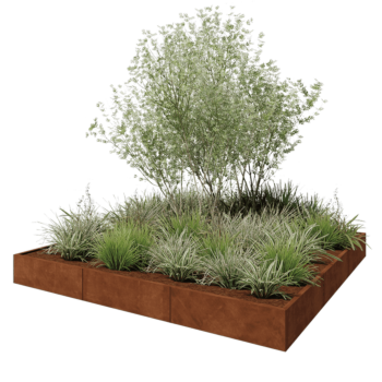 Kruka i cortenstål XXL - Fyrkant - 300 x 300 x 30 cm - Utan bottenplatta