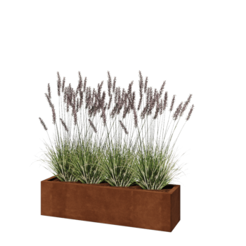 Kruka i cortenstål - Rektangel - 120 x 30 x 30 cm - Med bottenplatta