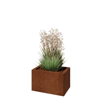 Kruka i cortenstål - Rektangel - 50 x 30 x 30 cm - Med bottenplatta