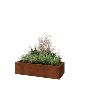 Kruka i cortenstål - Rektangel - 120 x 50 x 30 cm - Utan bottenplatta