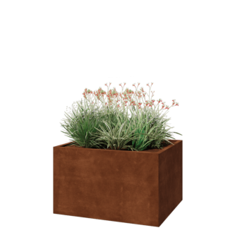 Kruka i cortenstål - Rektangel - 100 x 80 x 60 cm - Med bottenplatta