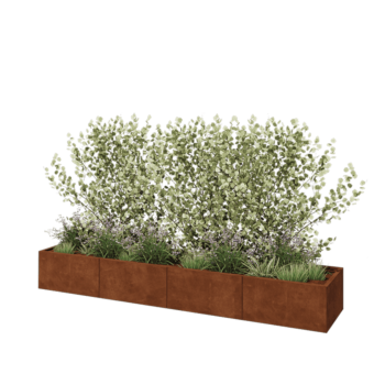 Kruka i cortenstål XXL - Rektangel - 320 x 60 x 40 cm - Utan bottenplatta