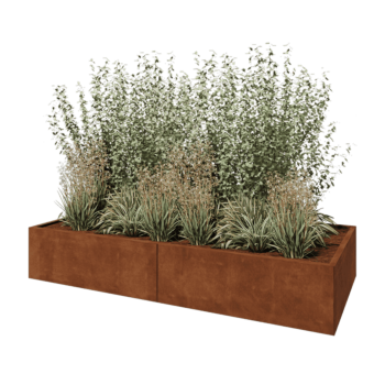 Kruka i cortenstål XXL - Rektangel - 240 x 100 x 40 cm - Utan bottenplatta