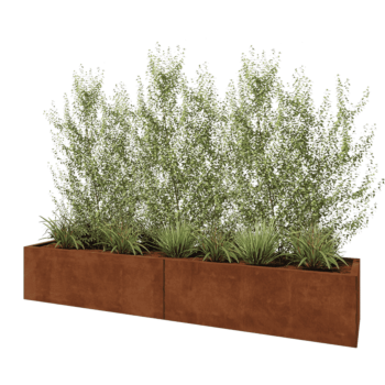 Kruka i cortenstål XXL - Rektangel - 240 x 50 x 40 cm - Med bottenplatta