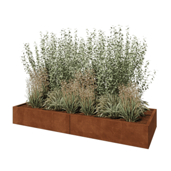 Kruka i cortenstål XXL - Rektangel - 240 x 80 x 30 cm - Utan bottenplatta