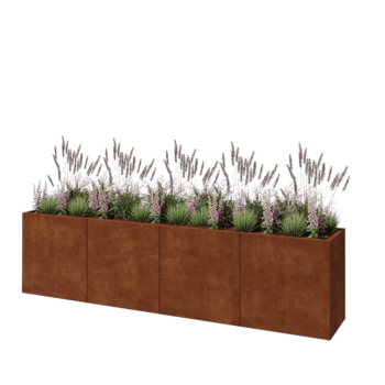 Kruka i cortenstål XXL - Rektangel - 320 x 50 x 80 cm - Utan bottenplatta