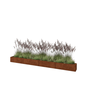 Kruka i cortenstål XXL - Rektangel - 400 x 30 x 30 cm - Utan bottenplatta