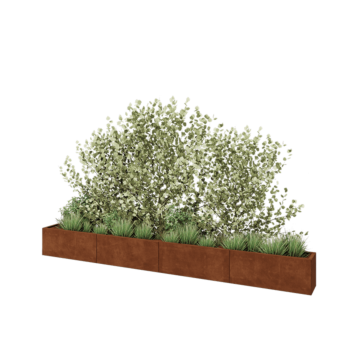 Kruka i cortenstål XXL - Rektangel - 400 x 30 x 40 cm - Utan bottenplatta