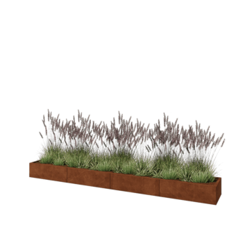 Kruka i cortenstål XXL - Rektangel - 400 x 50 x 30 cm - Utan bottenplatta