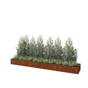 Kruka i cortenstål XXL - Rektangel - 400 x 60 x 30 cm - Utan bottenplatta