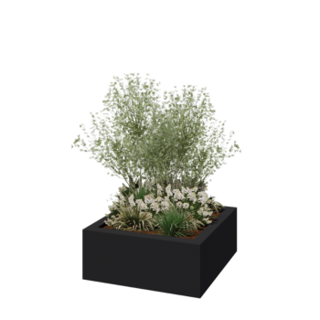 Kruka i polyester - Fyrkant - 100 x 100 x 40 cm - RAL7021 matt (svartgrå) - Med botten