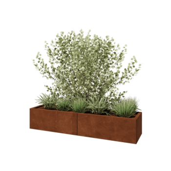 Kruka i cortenstål XXL - Rektangel - 160 x 40 x 30 cm - Utan bottenplatta